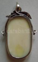 Kézzel készített nagyméretű faragott csont medál ezüst (Ag) keretben /
Handmade carved bone medal in...
