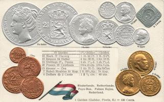 Set of Dutch coins, litho, Emb.