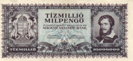1946. 10.000.000MP (2x) egyik nyomat eltolódással T:II