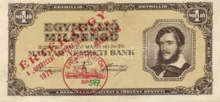 1945. 1.000.000P (2x) + 1946. 1.000.000MP (3x) egyik "Értékjegy A Debreceni vándorgyűlés emléké...