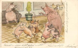 1899 Pig party litho