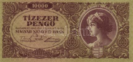 1945. 10.000P (3x) bélyeggel és bélyeg nélkül, színeltérések + 1946. 10.000MP (2x) + 10.000BP (2x) színváltozatok T:I-,II,II-