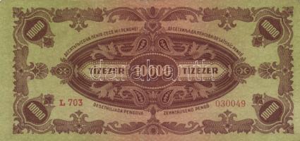1945. 10.000P (3x) bélyeggel és bélyeg nélkül, színeltérések + 1946. 10.000MP (2x) + 10.000BP (2x) s...