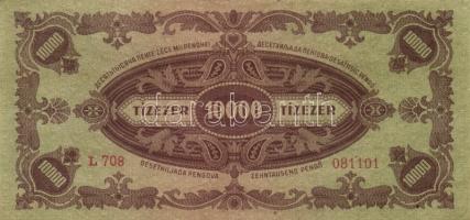 1945. 10.000P (3x) bélyeggel és bélyeg nélkül, színeltérések + 1946. 10.000MP (2x) + 10.000BP (2x) s...