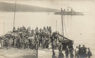 K.u.K. battleship, port, cyclist soldiers photo