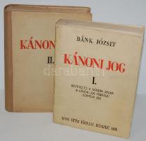 Bánk József: Kánoni jog, I-II. köt. Bp., 1960/1963, Szent István Társulat. Kiadói papír, ill. félvászon kötésben, hibátlan állapotban, helyenként ceruzás jelzésekkel