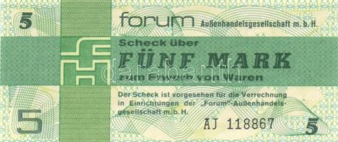 NDK/Forum Aussenhandelgesellschaft 1979. 5M "AJ" T:I GDR/Foreign Exchange Certificates 1979. 5 Mark "AJ" C:Unc