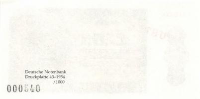 NDK 1954. 10M előlapi próbanyomat "AA 000000" "MUSTER" felülnyomással (2x) T:I,I...