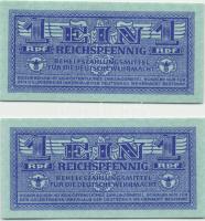 Német 3.Birodalom/Deutsche Wehrmacht (Német Véderő) 1942. 1RPf kék (2x) T:I German Third Reich/Deutsche Wehrmacht 1942. 1 Reichspfennig blue (2x) C:Unc