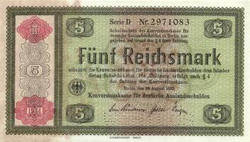 Német 3.Birodalom 1933. 5RM "WERTLOS" perforációval T:I German Third Reich 1933. 5 Reichsmark "WERTLOS" perforation C:Unc