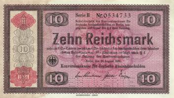 Német 3.Birodalom 1933. 10RM "ENTWERTET" perforációval T:I German Third Reich 1933. 10 Reichsmark "ENTWERTET" perforation C:Unc