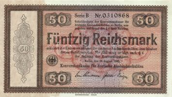 Német 3.Birodalom 1933. 50RM "WERTLOS" perforációval T:I German Third Reich 1933. 50 Reichsmark "WERTLOS" perforation C:Unc