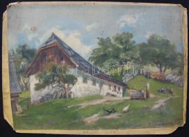 Reichenau jelzéssel: Parasztház (Cca 1890), olaj, farost, 35×48 cm, apróbb hibákkal