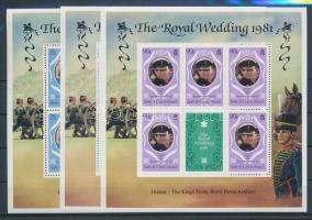 Prince Charles and Lady Diana Spencer's wedding mini sheet set, Károly herceg és Lady Diana Spencer esküvője  kisívsor