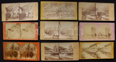 cca 1900 21db sztereofotó főleg európai városokról és tájakról /
Stereoscopic cards 8,5x17,5cm