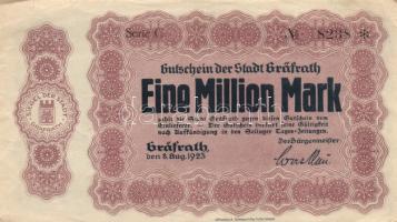 Német Birodalom/Weimari Köztársaság/Gräfrath 1923.8.8. 1.000.000M (3x) T:III
Germany-Weimar Republic...