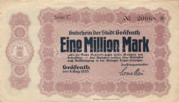 Német Birodalom/Weimari Köztársaság/Gräfrath 1923.8.8. 1.000.000M (3x) T:III
Germany-Weimar Republic...