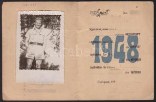 1948 Fényképes igazolvány a Népsport tudósítója részére