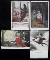 Mesék, zene, dalok, versek + néhány katonai témájú művészlap, összesen 137 db / Tales, music, songs, poems + some military artist signed cards, 137 pcs