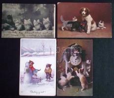 Kutyák és macskák, 298 db főleg régi lap / Dogs and cats, 298 mostly old cards