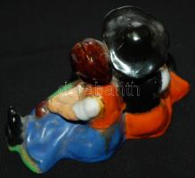 Cca 1920 Gitározó gyerekpár, Kepes (Hajdúszoboszló) kerámia, magasság: 8 cm, szélesség: 11 cm, jó ál...
