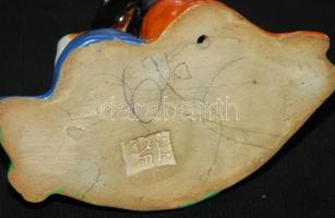 Cca 1920 Gitározó gyerekpár, Kepes (Hajdúszoboszló) kerámia, magasság: 8 cm, szélesség: 11 cm, jó ál...