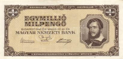 1946. 1.000.000MP (2x) egyik hátoldala nyomdai pöttyökkel tele T:II