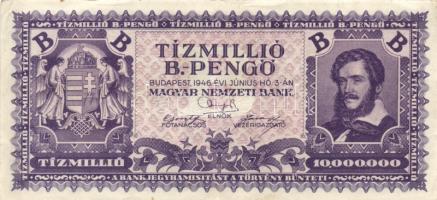 1946. 10.000.000MP (2x) eltérő színváltozatok + 10.000.000BP T:II,II-