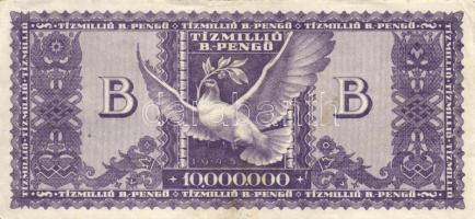 1946. 10.000.000MP (2x) eltérő színváltozatok + 10.000.000BP T:II,II-