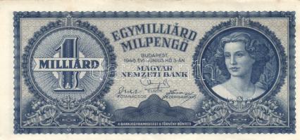 1946. 1.000.000.000MP (4x) eltérő színváltozatok eltolódott nyomat egyiknél T:I-,II