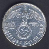 Német 3. Birodalom 1937E 2M Ag "Hindenburg" T:2 German Third Reich 1937E 2 Marks Ag "Hindenburg" C:XF