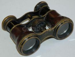Cca 1900 Missouri Operaglass Co. gyártású bőr borítású színházi látcső, optikán jelzett/ Theater binoculars with leather cover