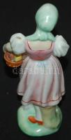 Kézzel festett Herendi porcelán kislány kosárral figura, hibátlan  / Chinaware Herend hand-painted p...