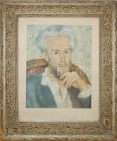 Pierre-Auguste Renoir (1841-1919): Victor Chocquet portréja. Reprodukció kartonra kasírozva, ízléses üvegezett keretben