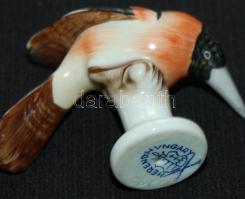 Kézzel festett Herendi jelzett porcelán harkály  hibátlan állapotban, magassága: 5 cm / Handpainted ...