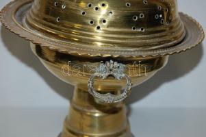 Nagyméretű török réz füstölő / 
Large Turkish brass censer 33cm, d: 24cm