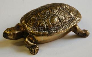 Cca 1940 réz teknősbéka ékszertartó, müködik szélessége: 11 cm