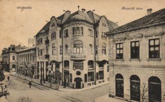 Szabadka Kossuth street, savings bank, café, Divald & Monostory