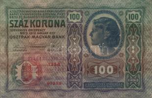 1902. 1000K + 1912. 100K + 1913. 20K (2x) klf, mindegyik lila "Felülbélyegzés 1919. jan.11. Kec...