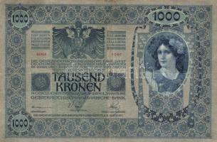 1902. 1000K + 1912. 100K + 1913. 20K (2x) klf, mindegyik lila "Felülbélyegzés 1919. jan.11. Kec...