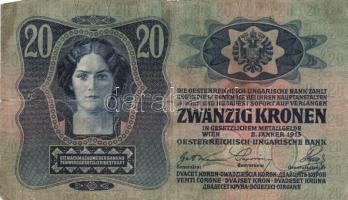 1912. 100K + 1913. 20K (2x) mindegyik hamis "Felülbélyegzés Törökbecsei Járás Főszolgabírája&qu...