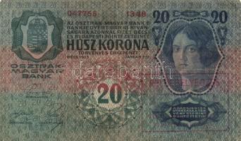 1912. 100K + 1913. 20K (2x) mindegyik hamis "Felülbélyegzés Törökbecsei Járás Főszolgabírája&qu...