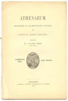 1912 Simon József Sándor: Aristoteles Metaphysikájának első könyve, in Athenaeum, 21. köt., pp25-64, folyóirattöredék a teljes cikkel