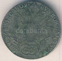 Ausztria/cseh verdejel 1809C 20Kr Ag T:3 Austria/Czech mintmark 1809C 20 Kreuzer Ag C:F