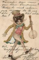 Cat, banjo litho (gluemark)