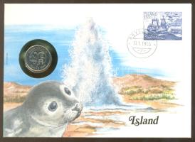 Izland 1984. 5K érmés, bélyeges borítékon T:1 Ismertetővel! Island 1984. 5 Kronur coin letter with stamp and information C:Unc