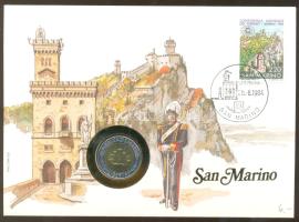 San Marino 1984. 500L "Einstein" érmés borítékon alkalmi bélyegzővel és ismertetővel T1 San Marino 1984. 500 Lira "Einstein" coin letter with stamp and information C:Unc