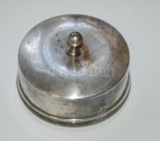 Cca 1930 Art deco vajtartó, alpakka, metszett üveggel,jó állapotban / Art deco butter-dish