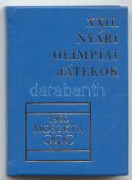 Minikönyv: 1980 Moszkva XXII. nyári olimpiai játékok. Bp., 1980, Egyetemi Nyomda. Az érmes, ill. helyezést elért magyar sportolók fotóival, műbőr kötésben