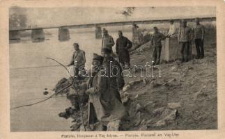 Pöstyén soldiers fishing by the river Vág